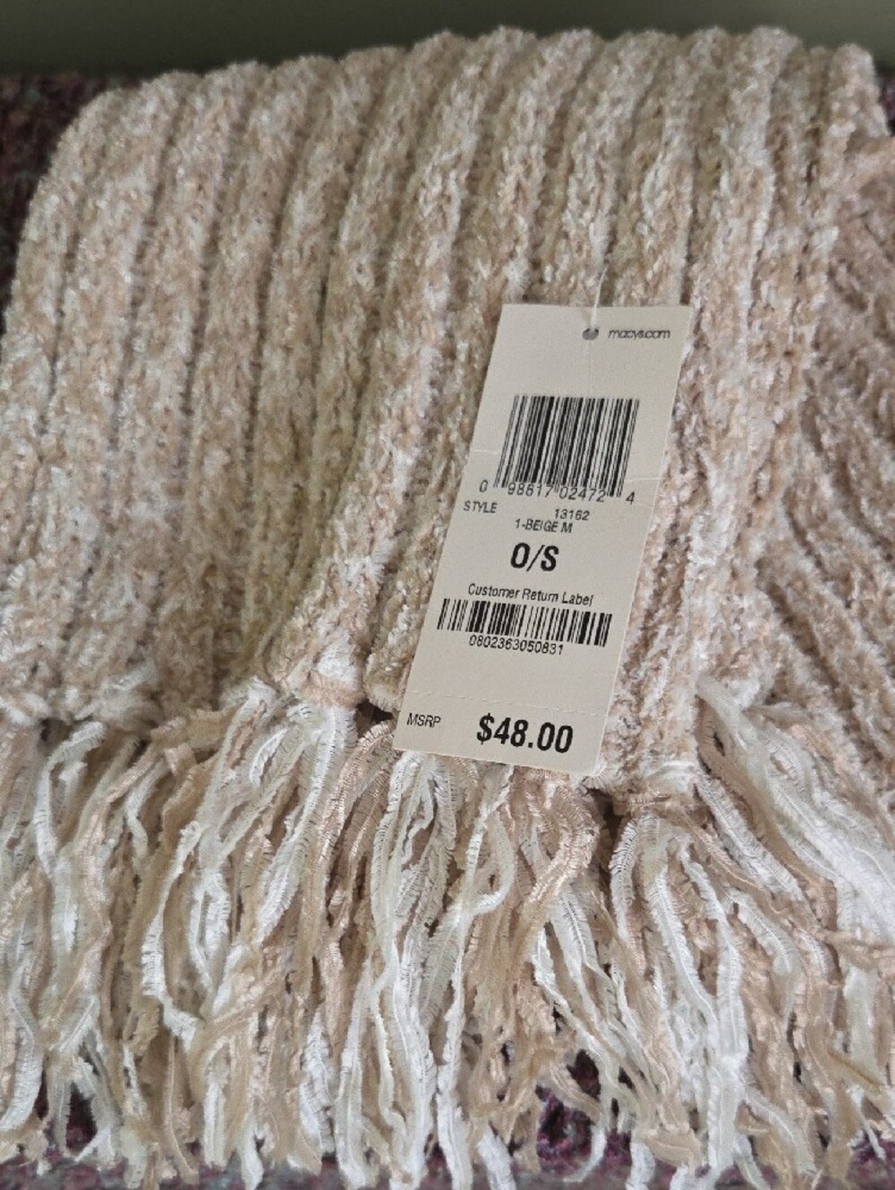 Charter Club Soft Cream Ribbed Scarf - Picture 2 of 2